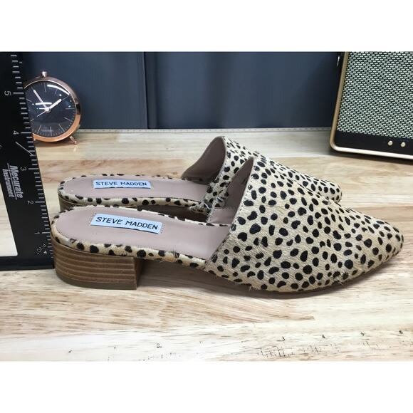 Steve Madden Cairo Mule Women's US 9 Beige Animal Print Cow Hair Block Heels - Picture 2 of 6